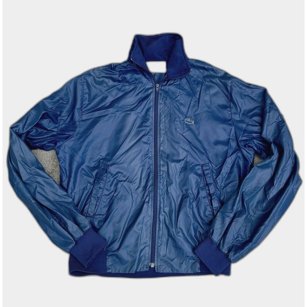 VTG Izod Lacoste Preppy Old Money Golf 80s Full Zip Blue Windbreaker - Size L